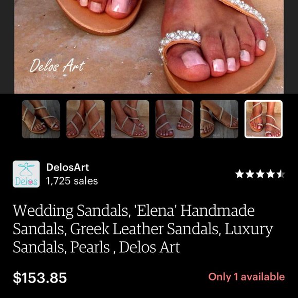 'Elena' Handmade Greek Leather Sandals - Picture 6 of 13